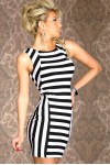 Black and white striped mini dress