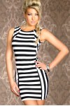 Black and white striped mini dress