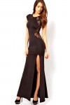 Gorgeous long evening dress with lace inserts Black