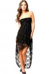 Elegant high low hem lace dress Black