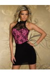 Sexy soft dress with black lace top Black / Fuchsia Sexy Shop One size