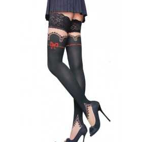 Sexy thigh high stockings with silicone lace print top Sexy Shop