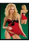 Sexy babydoll rosso e nero con ritaglio e brillantini