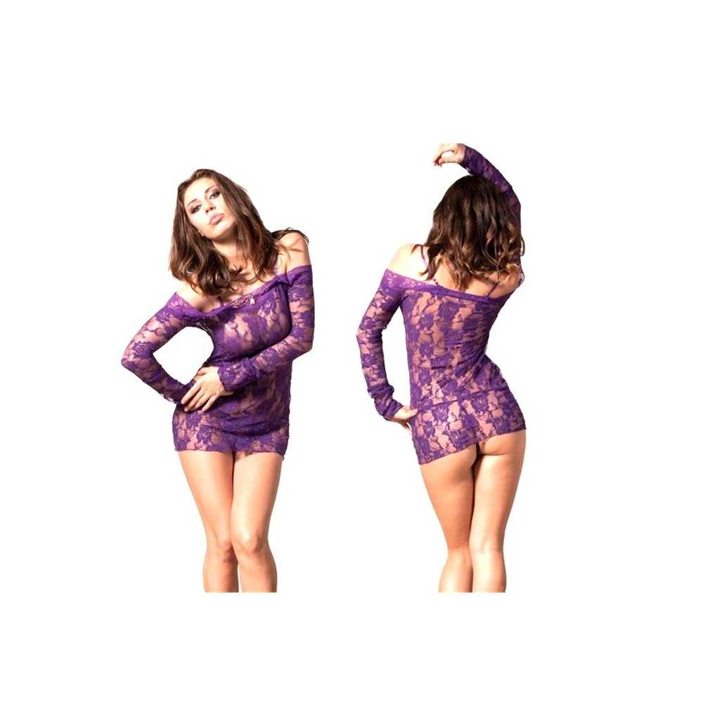 Sexy purple floral lace undergarment with G-string Sexy Shop One Size