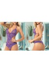 Sexy lace thong bodysuit Purple Sexy Shop One Size