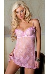 Sexy babydoll rosa in pizzo ricamato