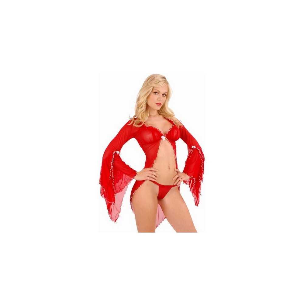 Sexy sheer long sleeve babydoll Sexy Shop Red One Size