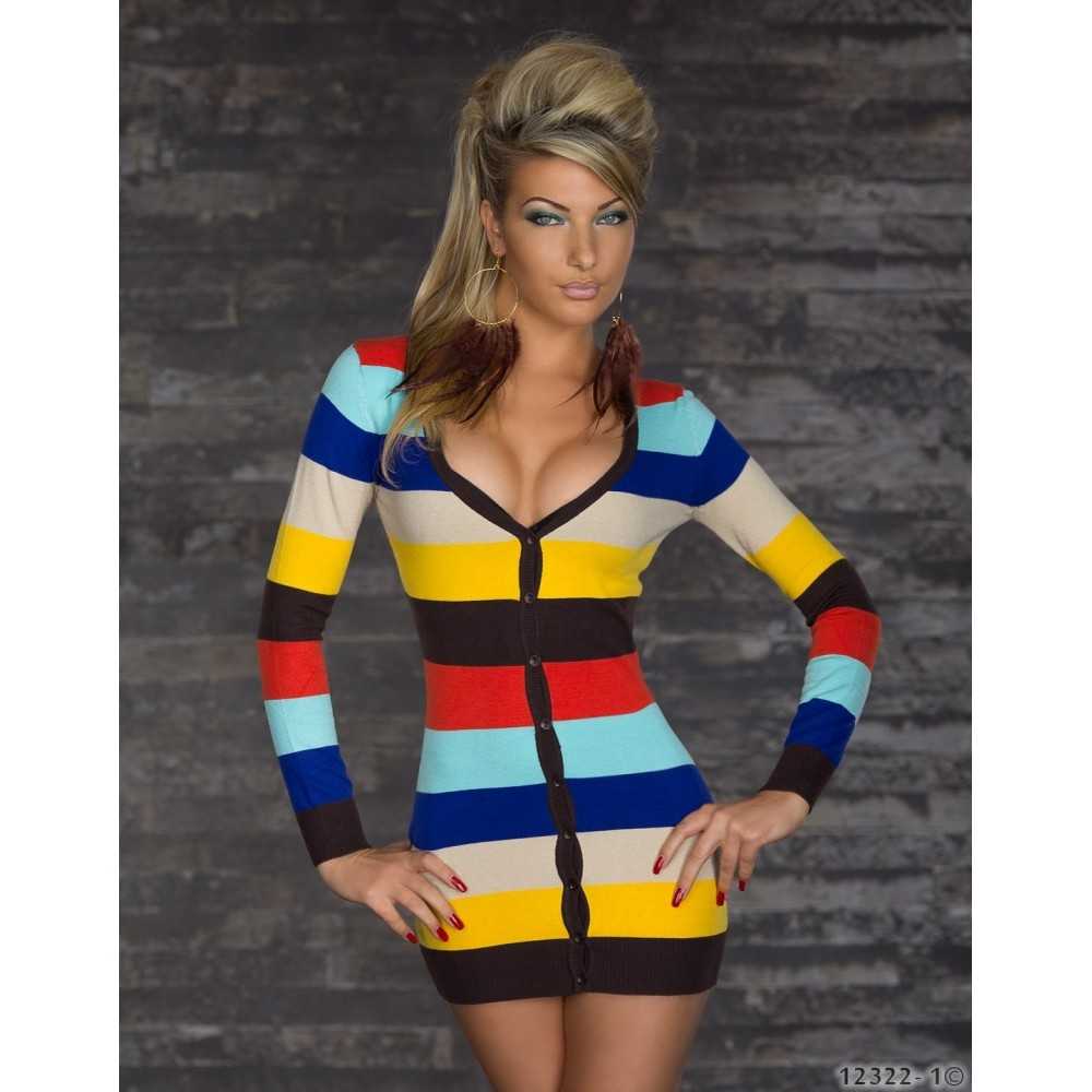 Sexy multicoloured long sleeved dress
