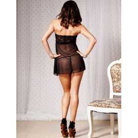 Sexy black tulle babydoll with strapless top and bow Sexy Shop One Size