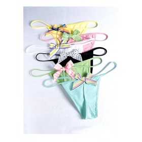 Black G-string with mutlicoloured bow detail