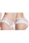 Sexy Slip Motivo Floreale Bianco Trasparente Tanga in Pizzo