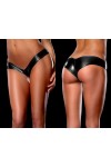 Sexy low-rise thong in shiny stretch fabric Glossy black colour