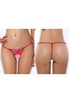 Sexy open crotch floral lace G-string with rhinestones Red Size M