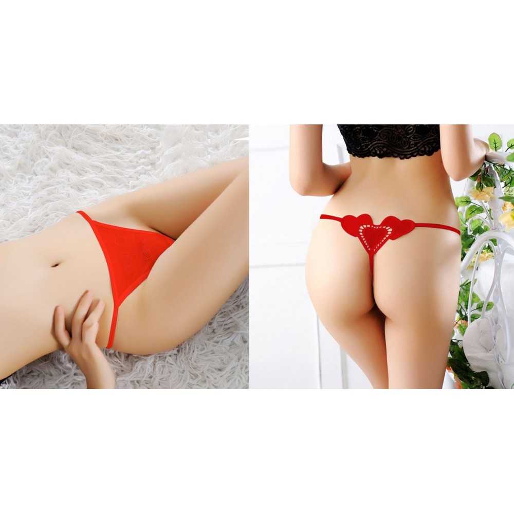 Mini perizoma sexy con cuoricini Slip Rosso