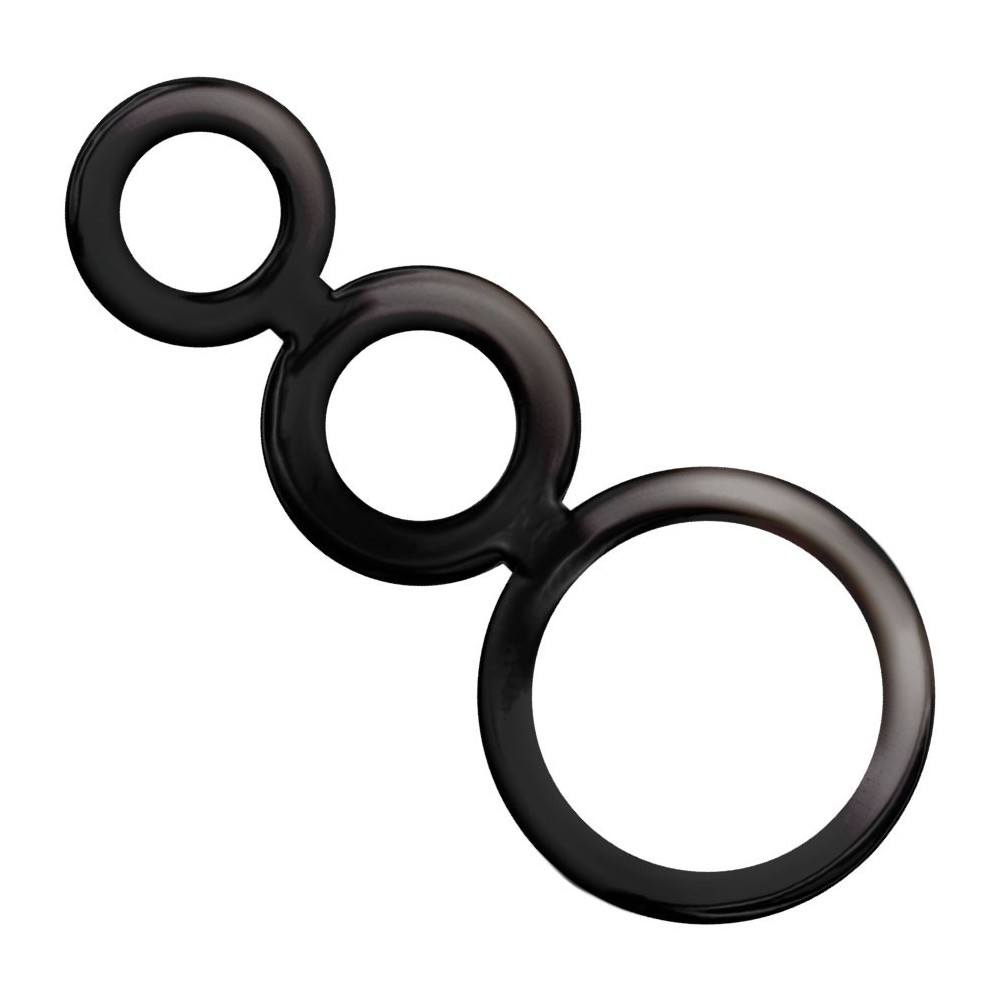 Addicted Toys Rings Set For Penis Black TPR 50mm/32mm/28mm
