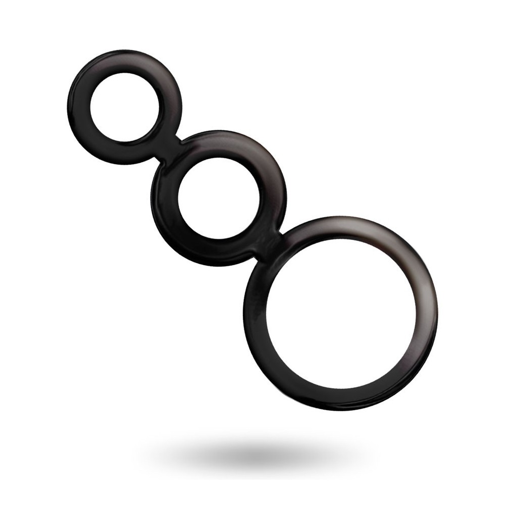 Addicted Toys Rings Set For Penis Black TPR 50mm/32mm/28mm