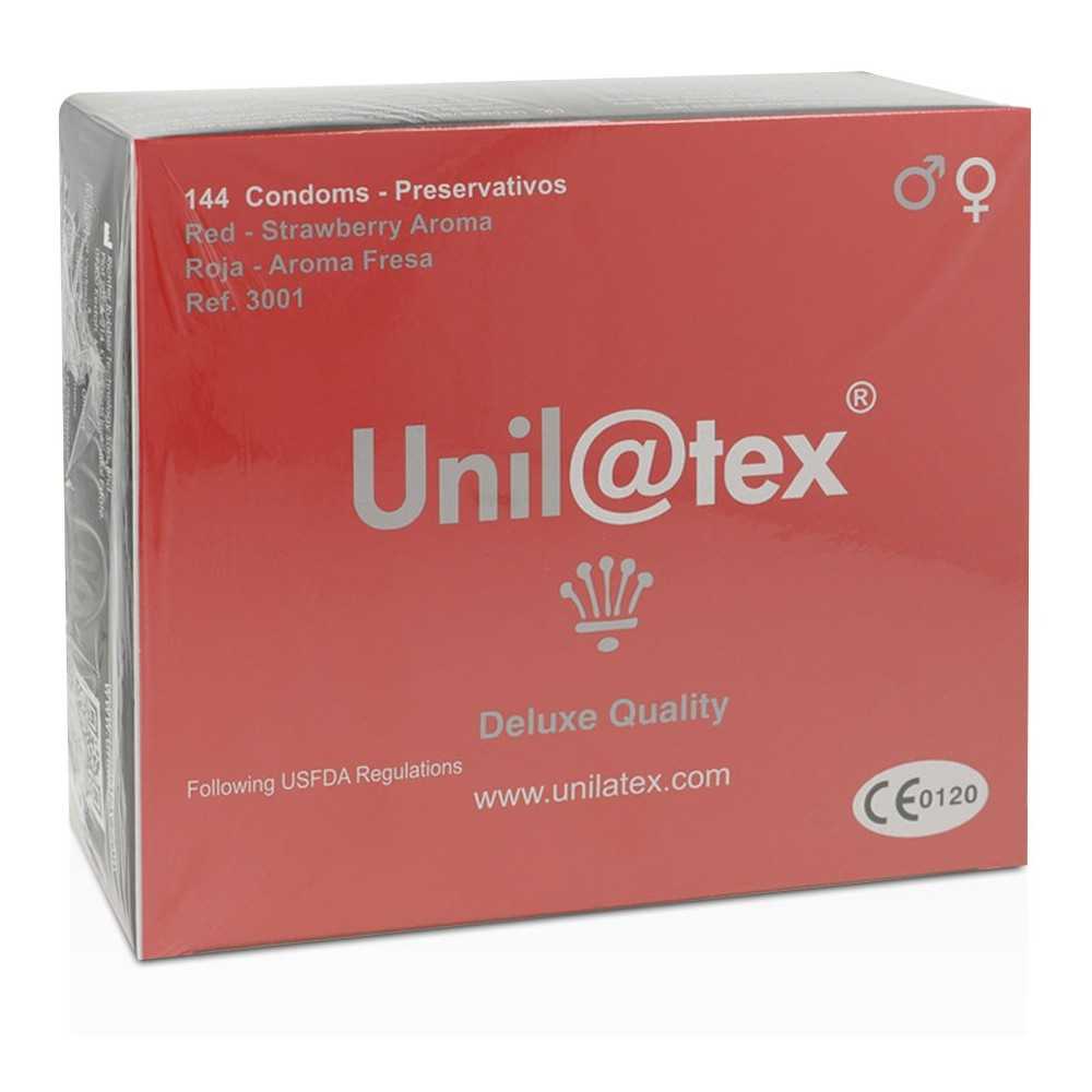 Unilatex Preservativi Rossi alla Fragola Confezione da 144 pezzi 54x185mm