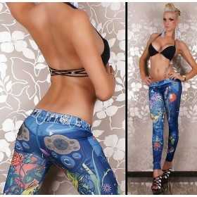 Sexy coloured print leggings with printed belt Sexy Shop One Size