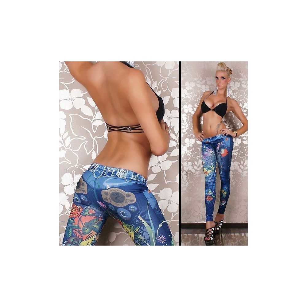 Sexy coloured print leggings with printed belt Sexy Shop One Size