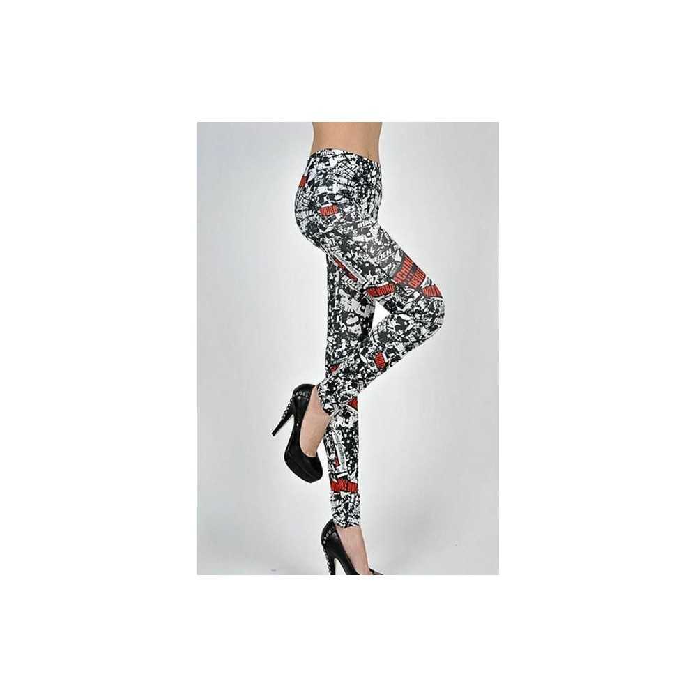 Sexy white leggings with red and black print Sexy Shop One Size