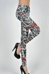 Sexy legging con stampa fantasia Rosso e Nero