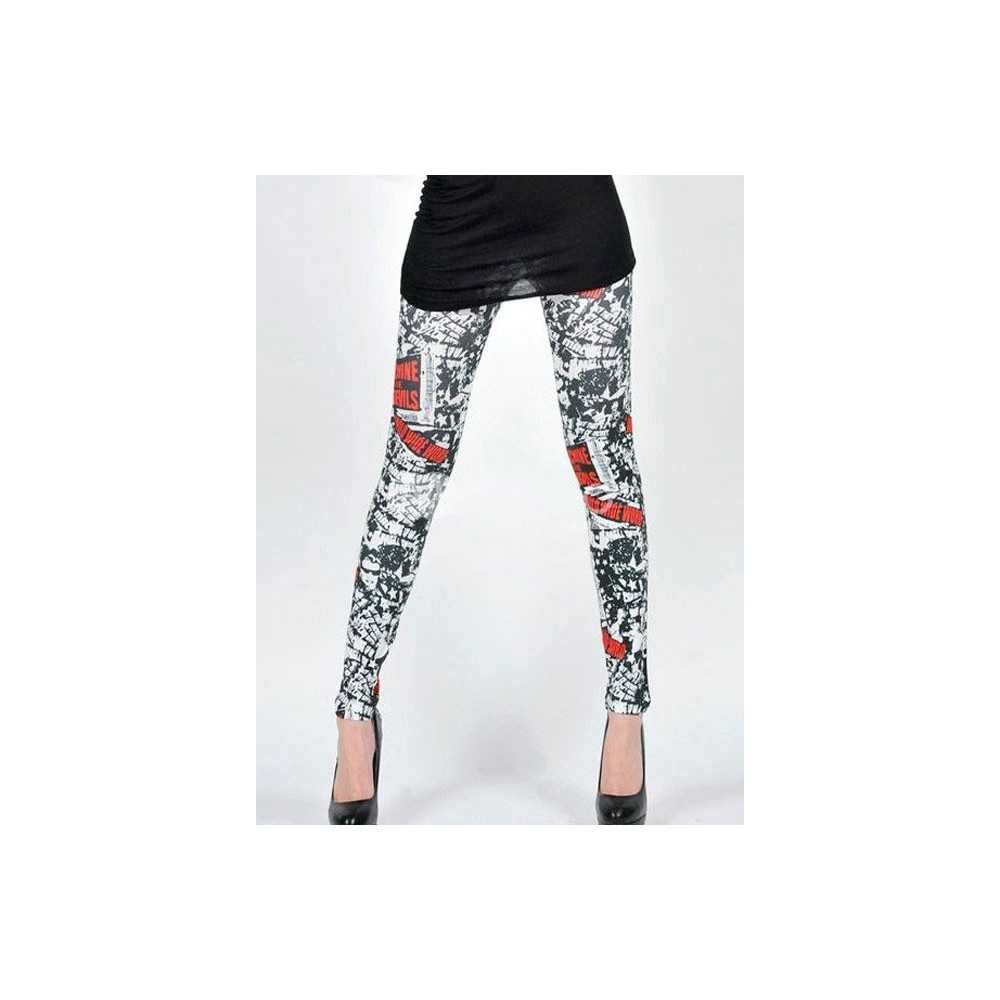 Sexy white leggings with red and black print Sexy Shop One Size