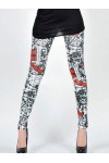 Sexy white leggings with red and black print Sexy Shop One Size