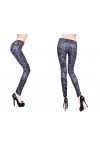 Sexy leggings effetto jeans con stampa fiori Blu