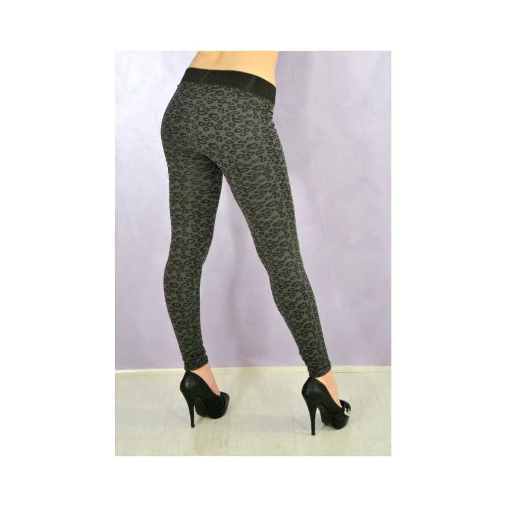 Sexy leggings neri maculati grigio Nero