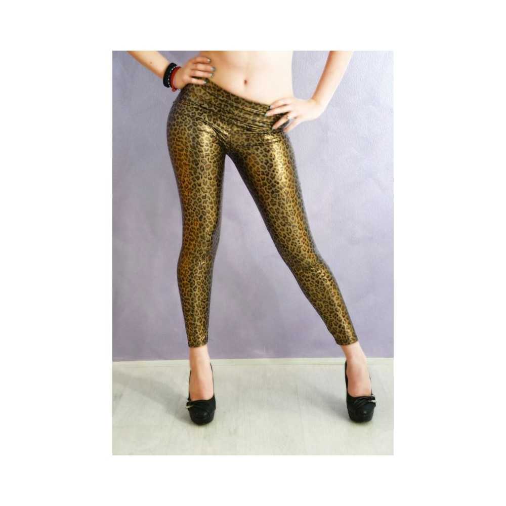 Sexy leggings leopardati lucidi Leopardati