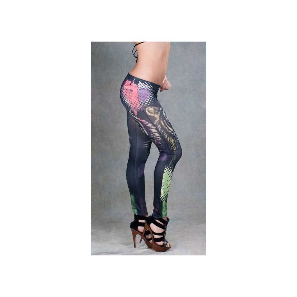 Sexy leggings dipinto con faccia di tigre Grigio