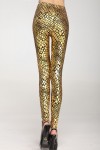 Sexy shiny leggings with spiderweb print Gold and Black One Size