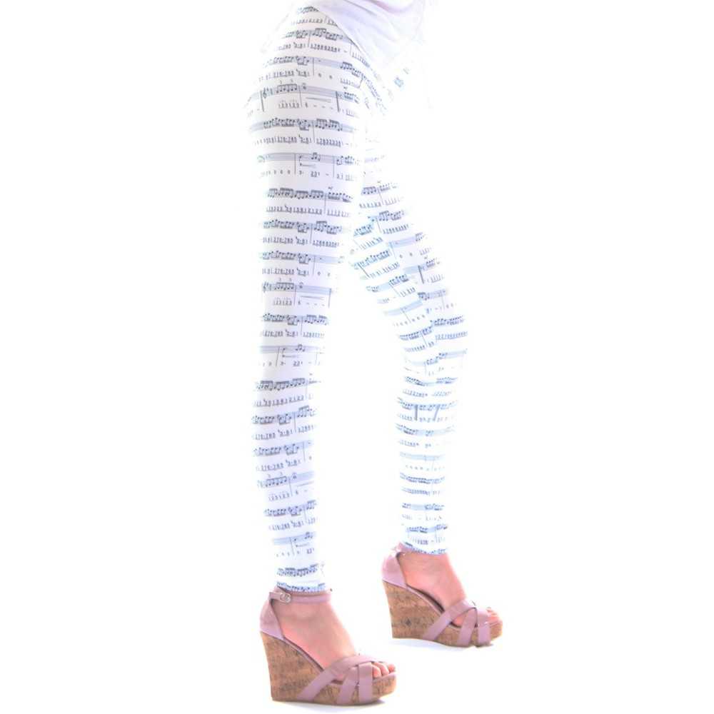 Leggings with music note print Sexy Shop White and Black One Size