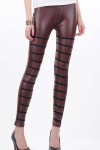 Leggings Marroni con Strisce Nere