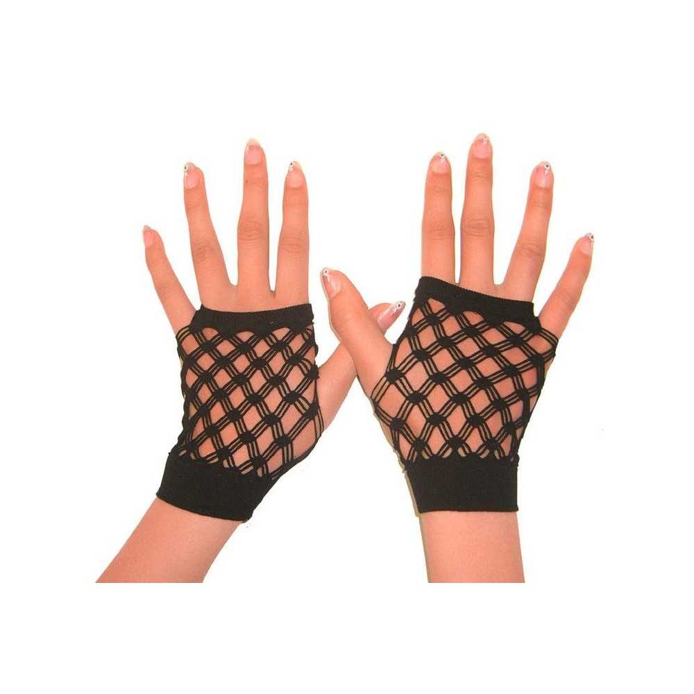 Black fishnet fingerless gloves