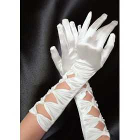 Sexy long black satin gloves with beads