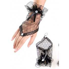Sexy one finger micro mesh gloves Black