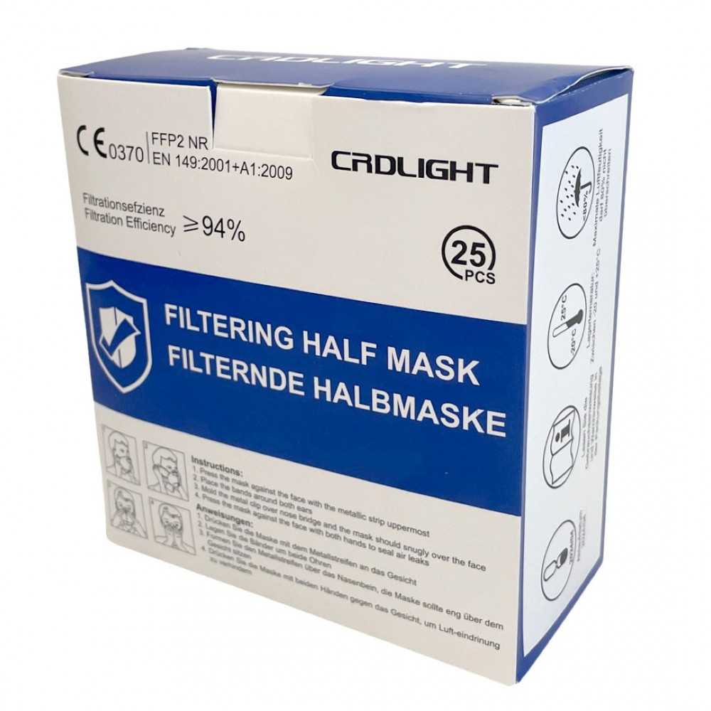 50 FFP2 Protection Masks CRDLIGHT CE0370 Certified PPE EN149:2001+A1:2009