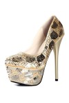 High heel platform pumps with rhinestones 12cm Heel/5cm platform Gold