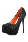 High heel platform pumps in lace 3.5cm Heel/4cm Platform Black