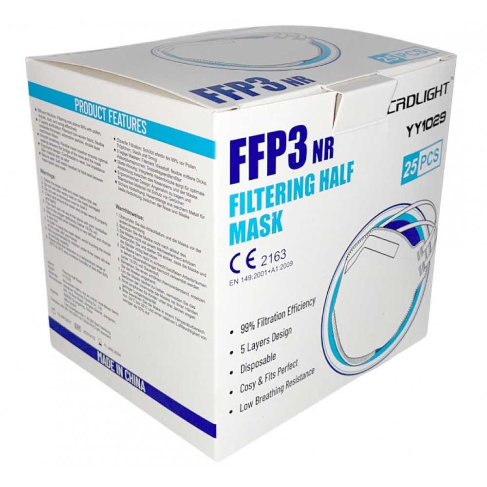 25 Mascherine FFP3 Certificate CE2163 DPI EN149:2001+A1:2009 CRDLIGHT