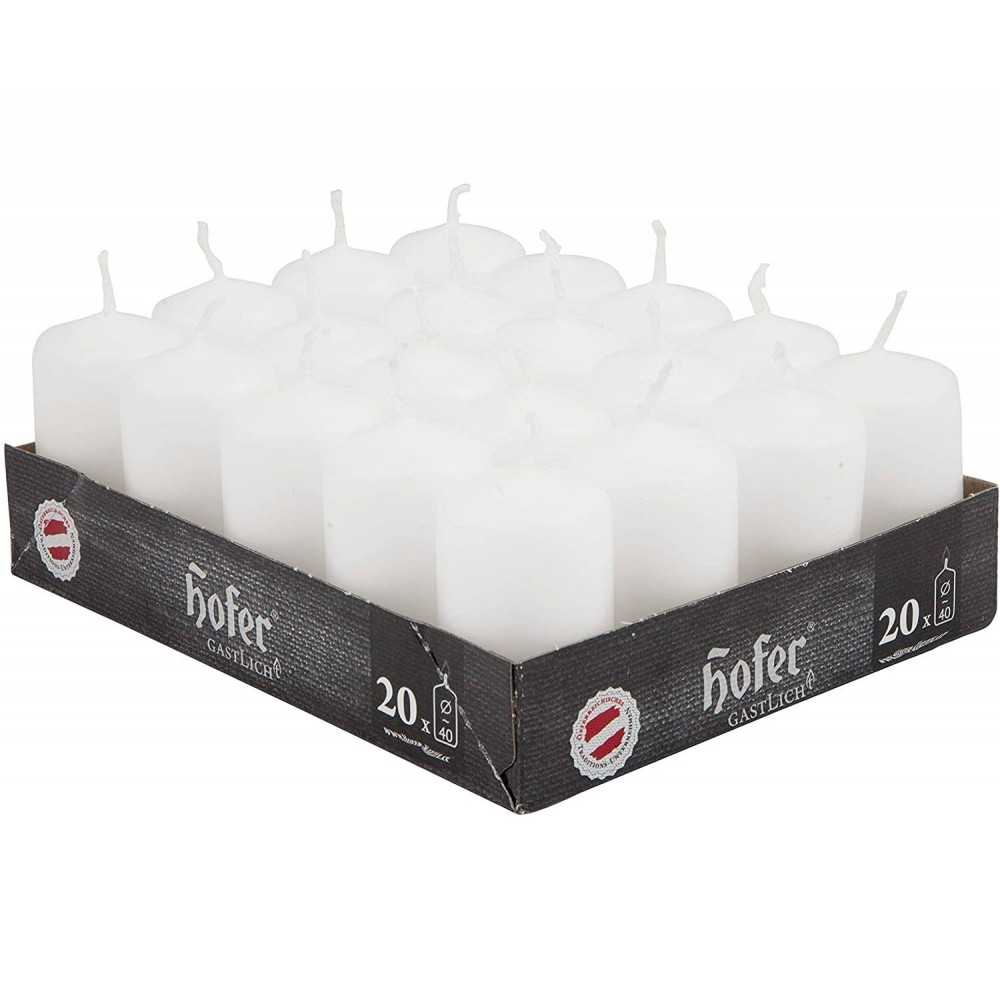 Hofer Candele Cilindriche Antigoccia 40x70mm 7h Box 20Pz Bianco