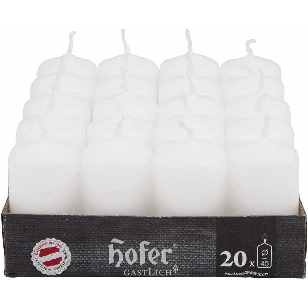 Hofer Non-drip Pillar Candles 4x7cm 7h Box of 20Pcs White