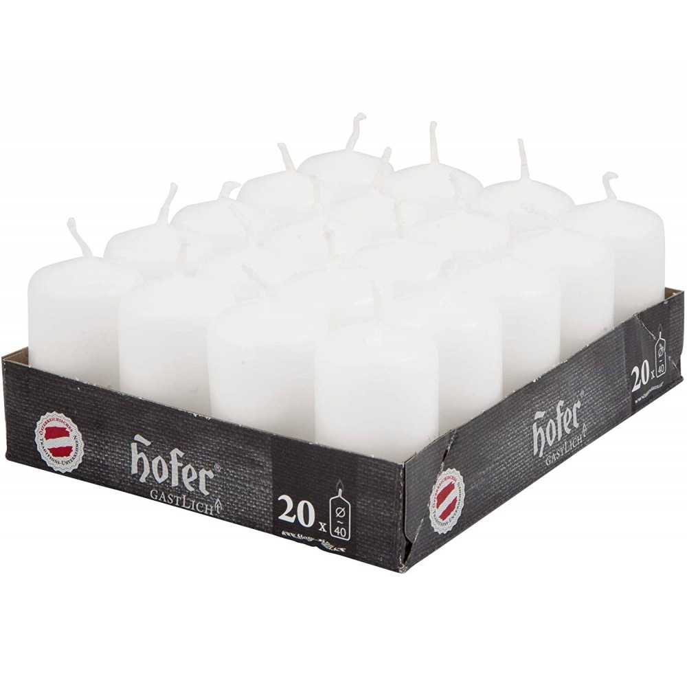 Hofer Non-drip Pillar Candles 4x7cm 7h Box of 20Pcs White