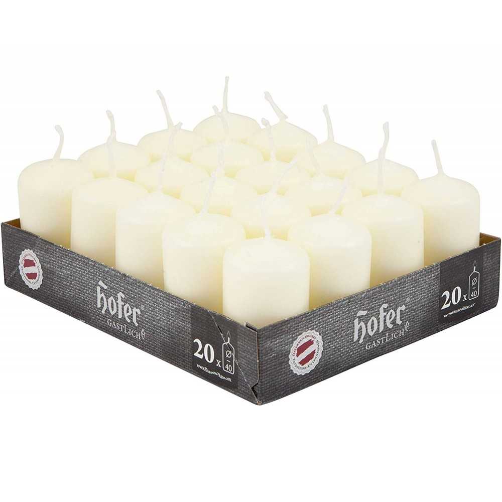 Hofer Non-drip Pillar Candles 4x7cm 7h Box of 20Pcs Ivory