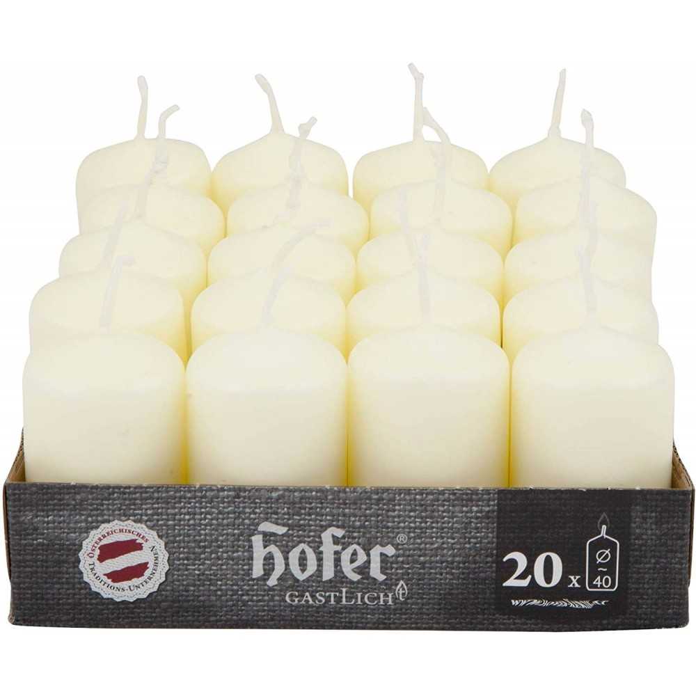 Hofer Non-drip Pillar Candles 4x7cm 7h Box of 20Pcs Ivory