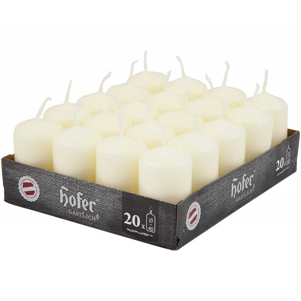 Hofer Candele Cilindriche Antigoccia 40x70mm 7h Box 20Pz Avorio