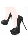 High heel platform pumps in lace 3.5cm Heel/4cm Platform Black