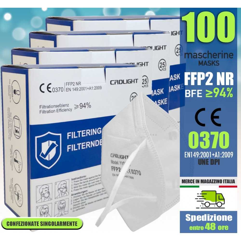 100 FFP2 Protection Masks CRDLIGHT CE0370 Certified PPE EN149:2001+A1:2009