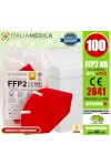 100 Italiamedica RED FFP2 PPE Masks CE2841 Certified Cat.III Made in EU